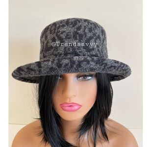 Anthropologie Finn Cozy Wool Bucket Hat Textured Black One Size NWT